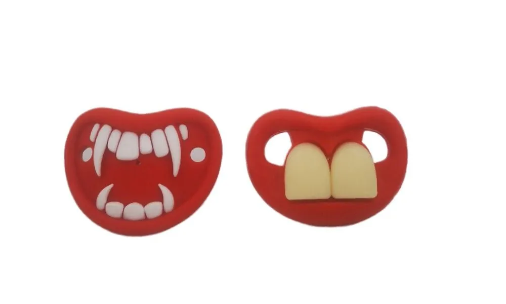 Funny Dummy Pacifiers For Babies - 2 Pack Silicone Teeth Design