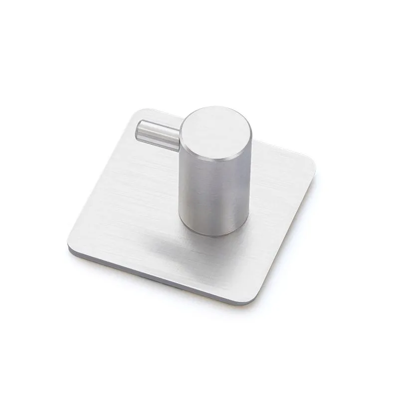1 Piece Stainless Steel Punch Free Square Base Single Hook