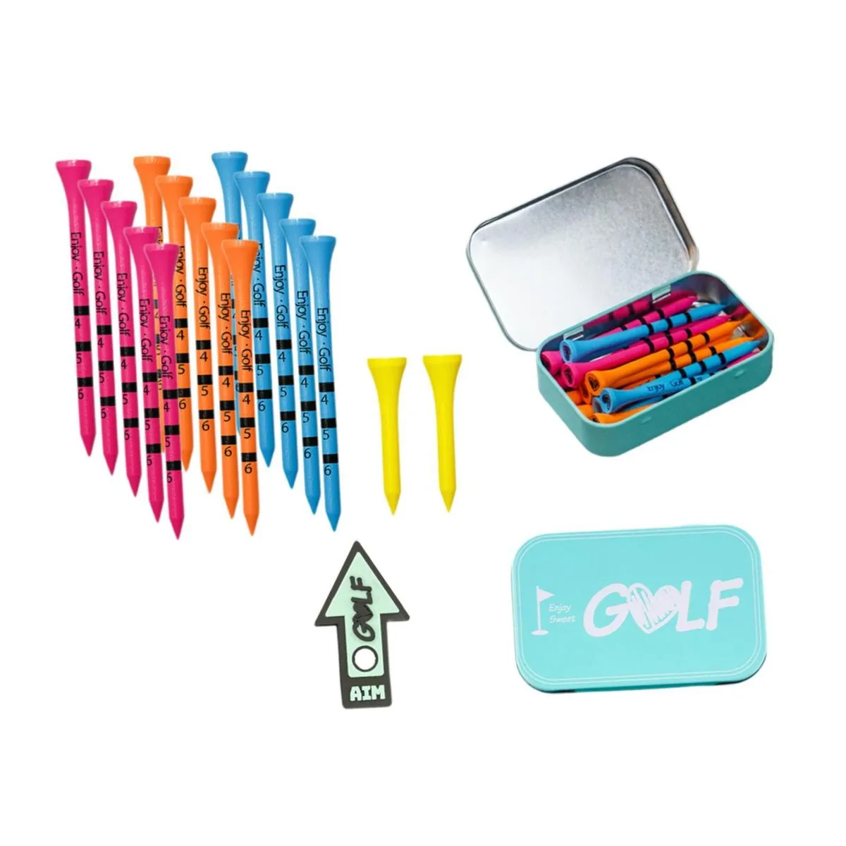 Golf Tees Bulk with Storage Box, Sign for Driving Putting Chipping Golf
