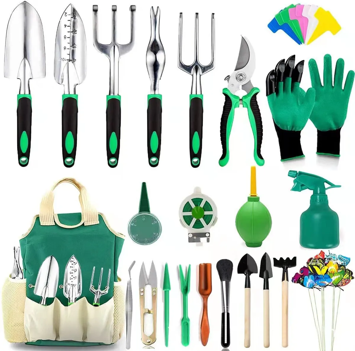Gardening Tool Set with Storage Bag, Complete Planting & Pruning Kit