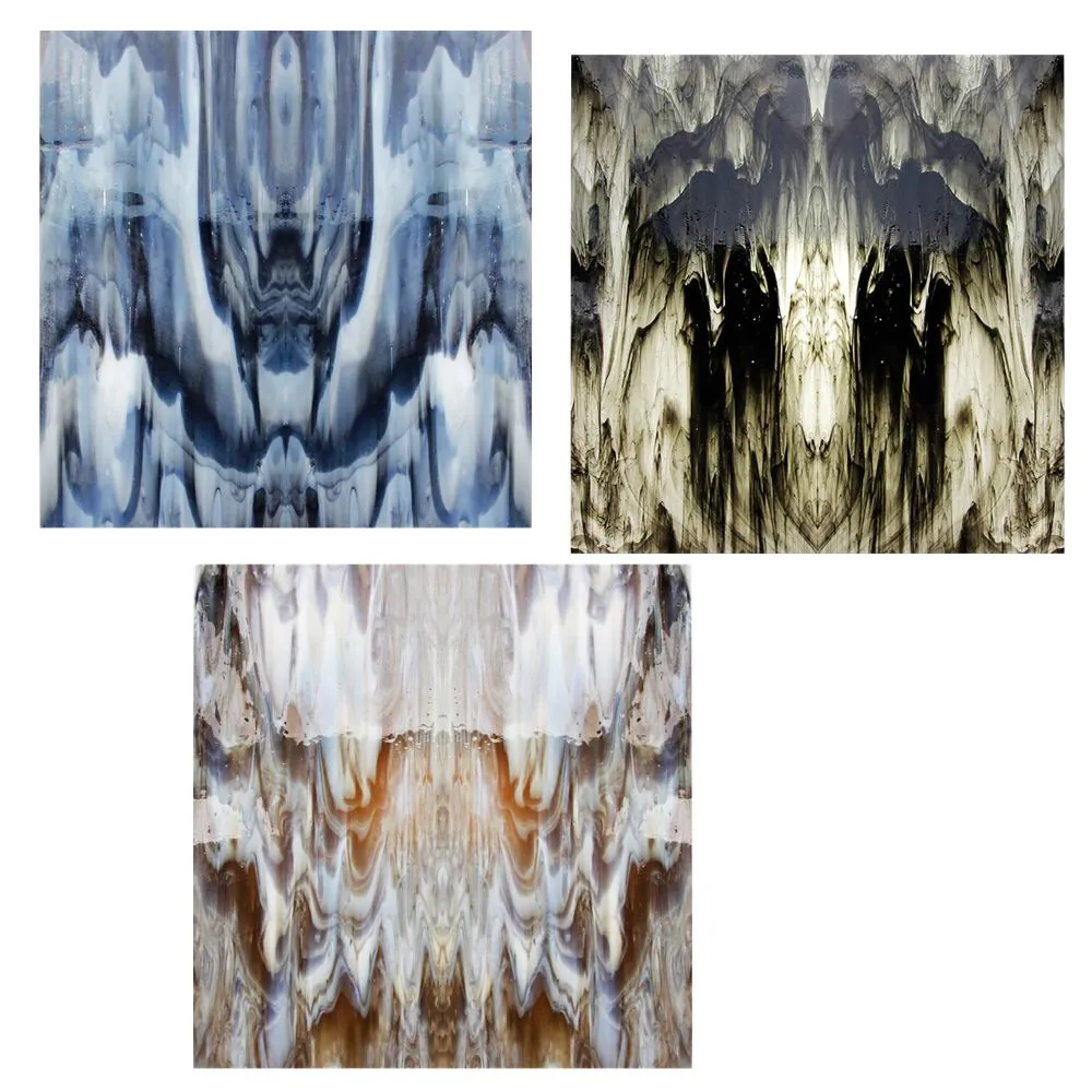 Craft DIY Translucent Glass Mosaic Decoration Tiles Set of 3 (10cm) - Blue, Grey