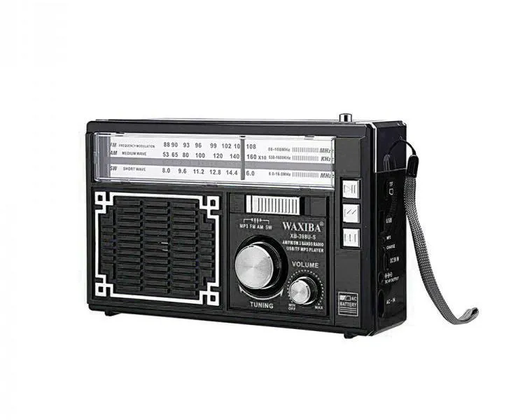 Solar AM/FM/WS Radio with LED Lamp, USB/TF/SD/MP3 XB-398U - Black