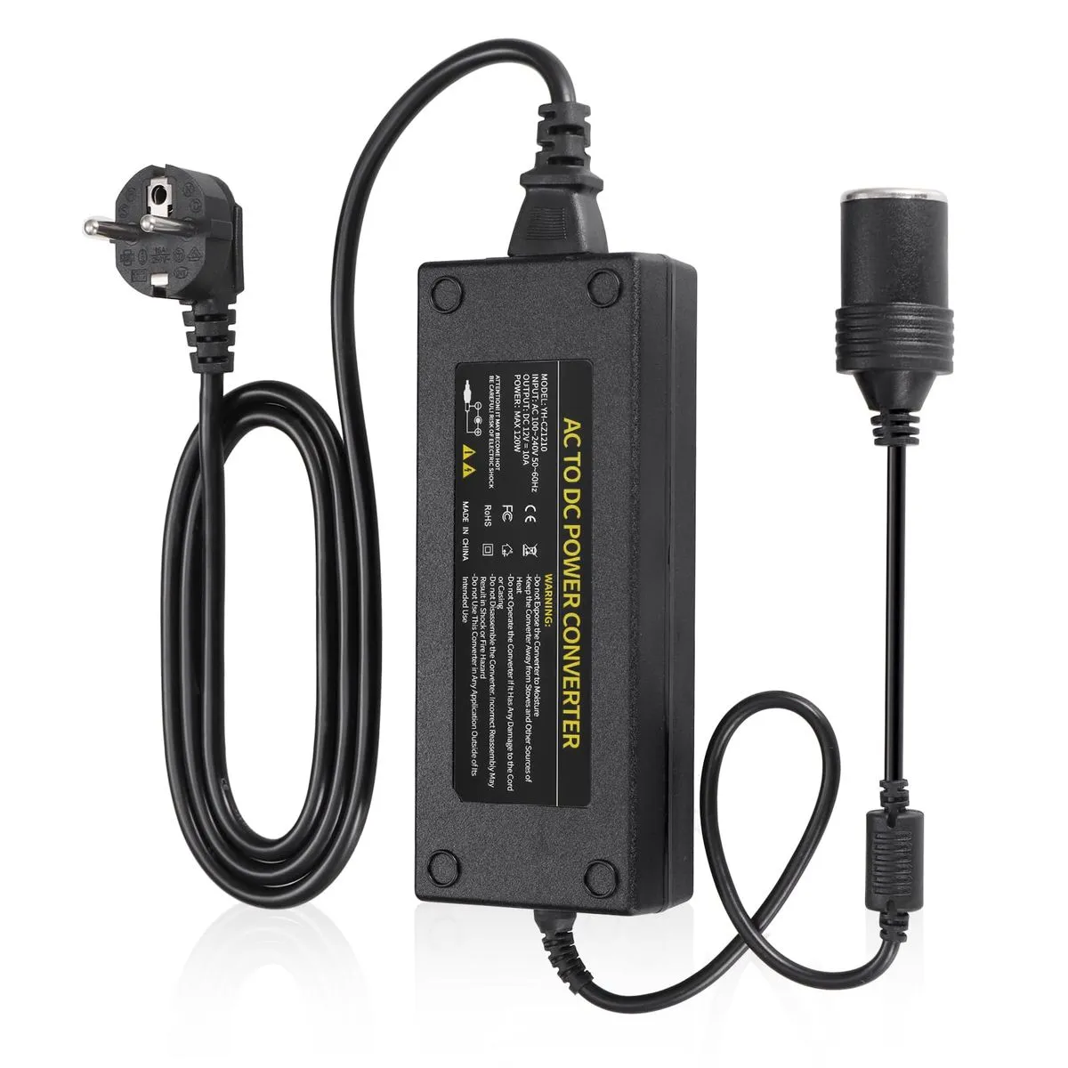 220V to 12V10A Car Cigarette Lighter Socket Car Refrigerator Power Adapter