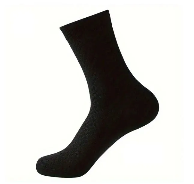 2 Pairs Men's Bamboo Fiber Mid-Calf Socks-Breathable; Anti-Bacterial - Black
