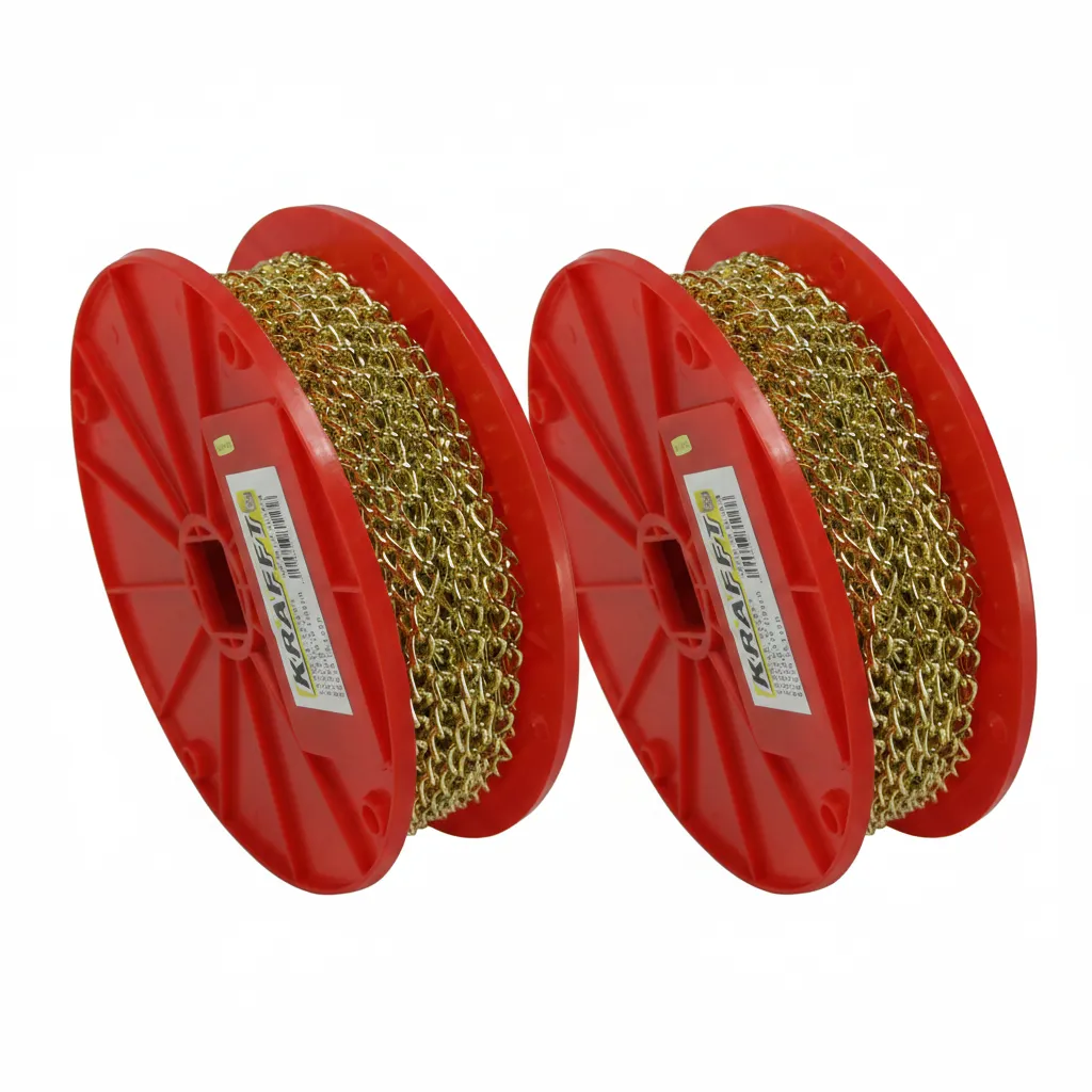 Krafft Brass Plated Twist Link Chain 2.4mm x 30m for Crafting - 2 Pack