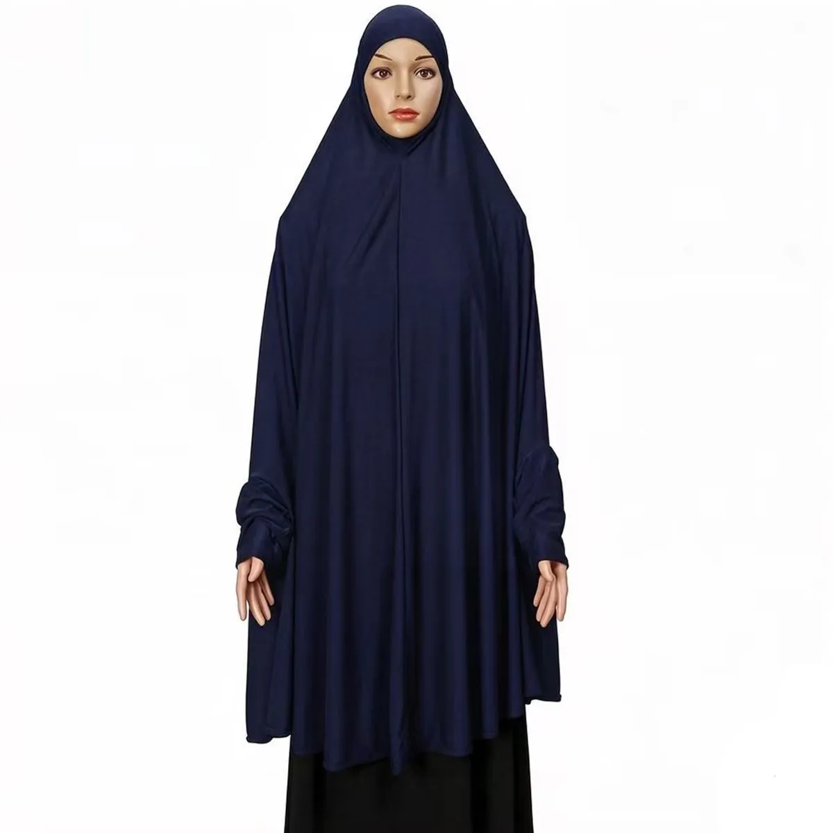 Sports Hijab/Burka Instant Muslim Long Shawl With Sleeves For Women-Blue
