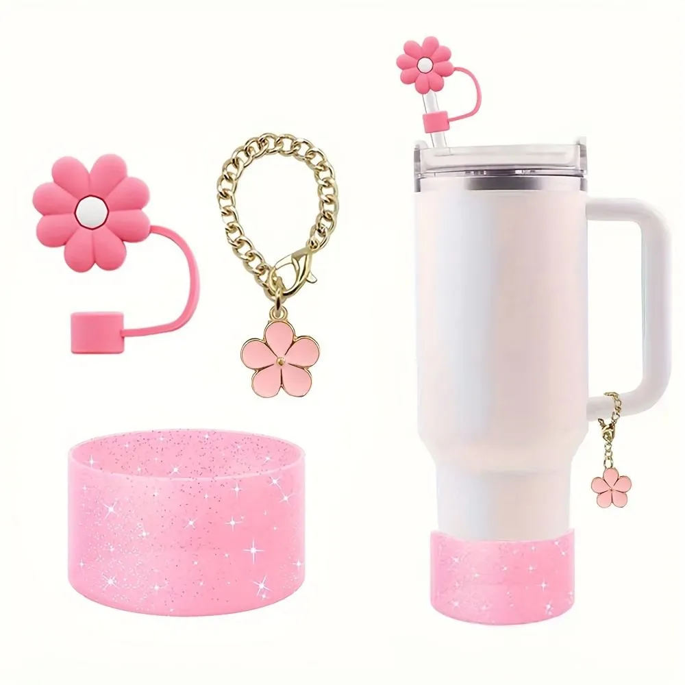 Reusable Straw Caps Pink