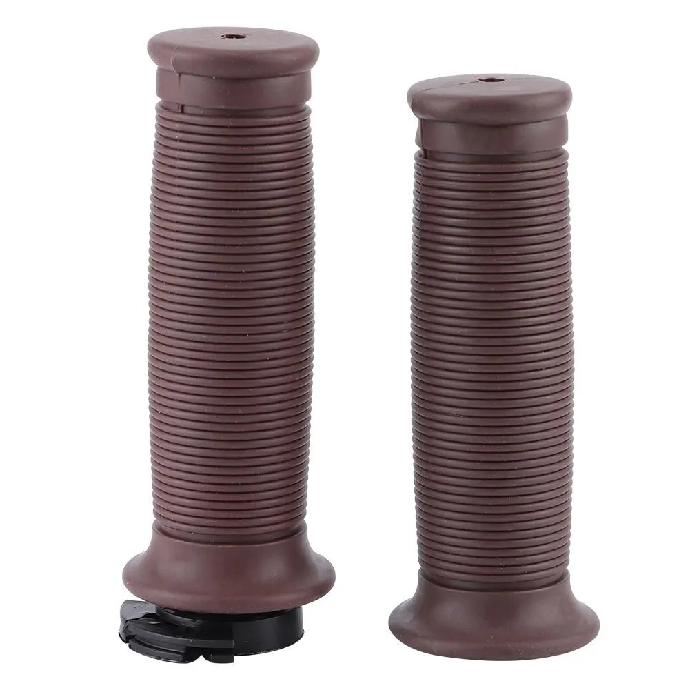 2Pcs 7 / 8in Vintage Rubber Grip Compatible with Honda Yamaha Gray Brown