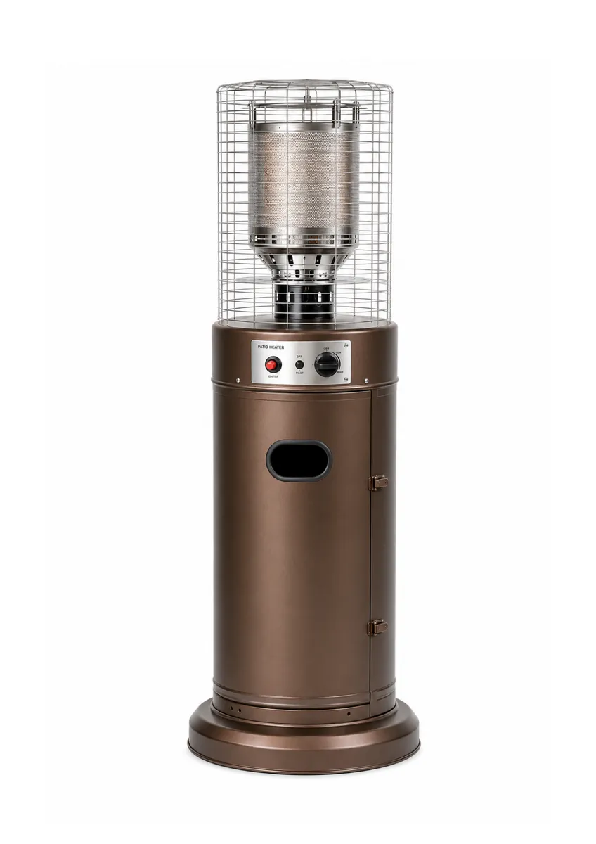 Premium Oxide Bronze Outdoor Stand Patio Gas Heater With Hose & Regulator