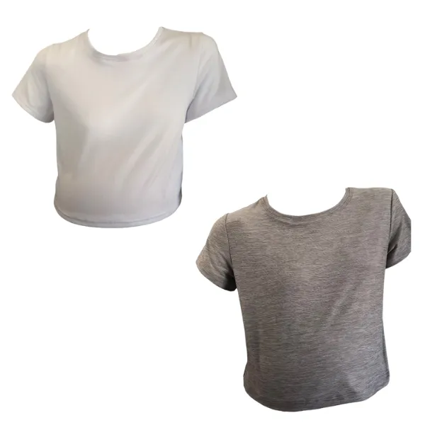 Maternity 2-Pack Short Sleeve Crop Tops White & Grey