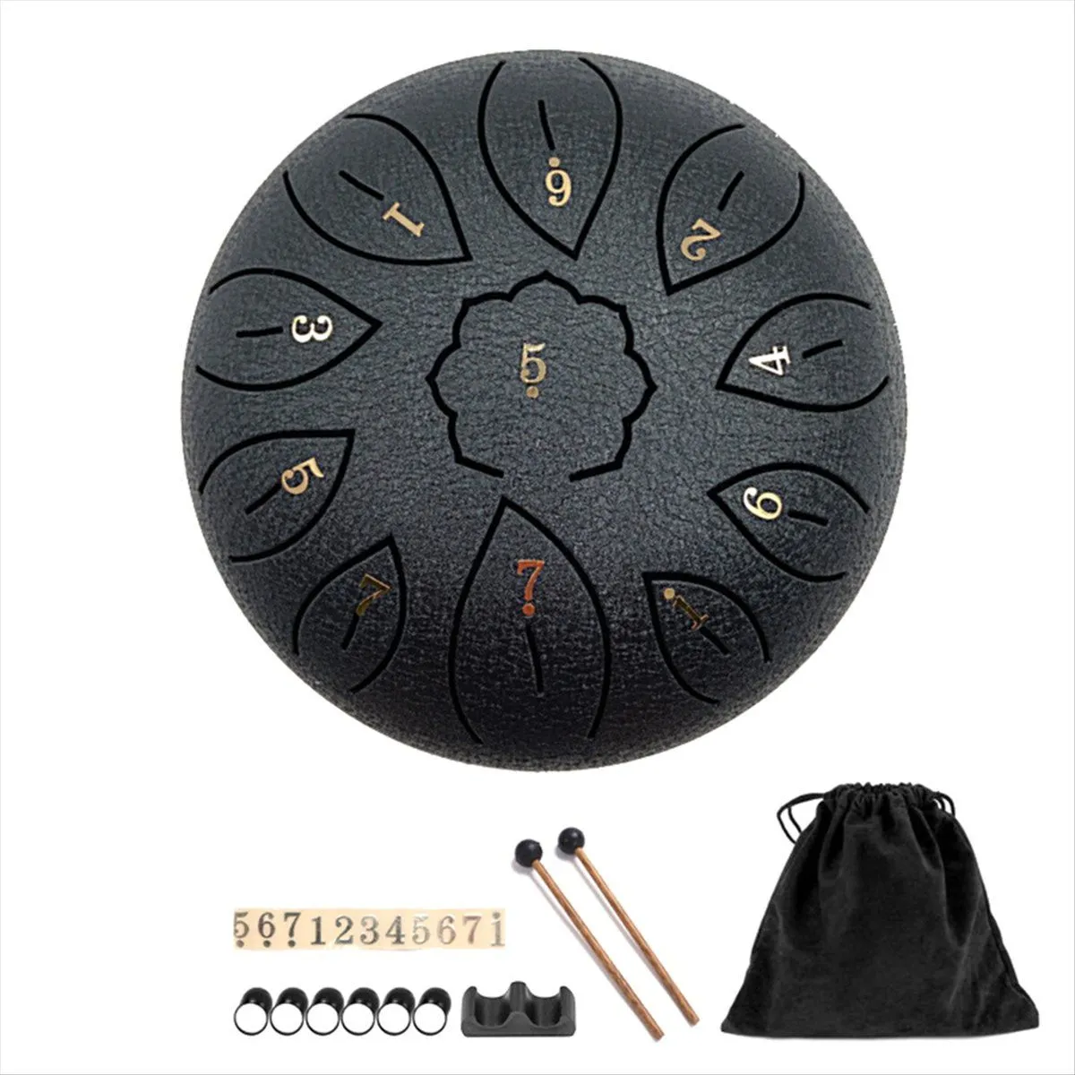 Steel Tongue Drum 11 Notes 6 Inches Chakra Tank Drum Steel Black