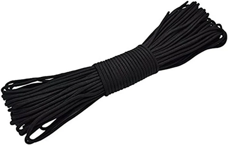 20-Meter Nylon Rope for Hanging Pictures - Black Nylon Parachute Rope