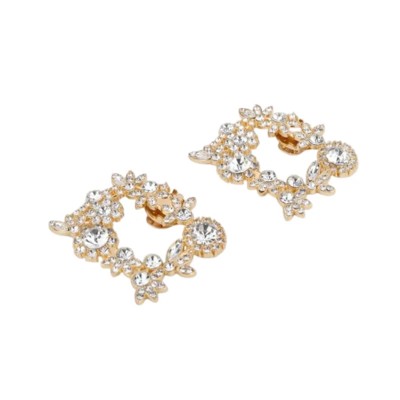 Shoe Clips for Women Shoes,Elegant Crystal Sparkling,Classic Square Buckles - Gold