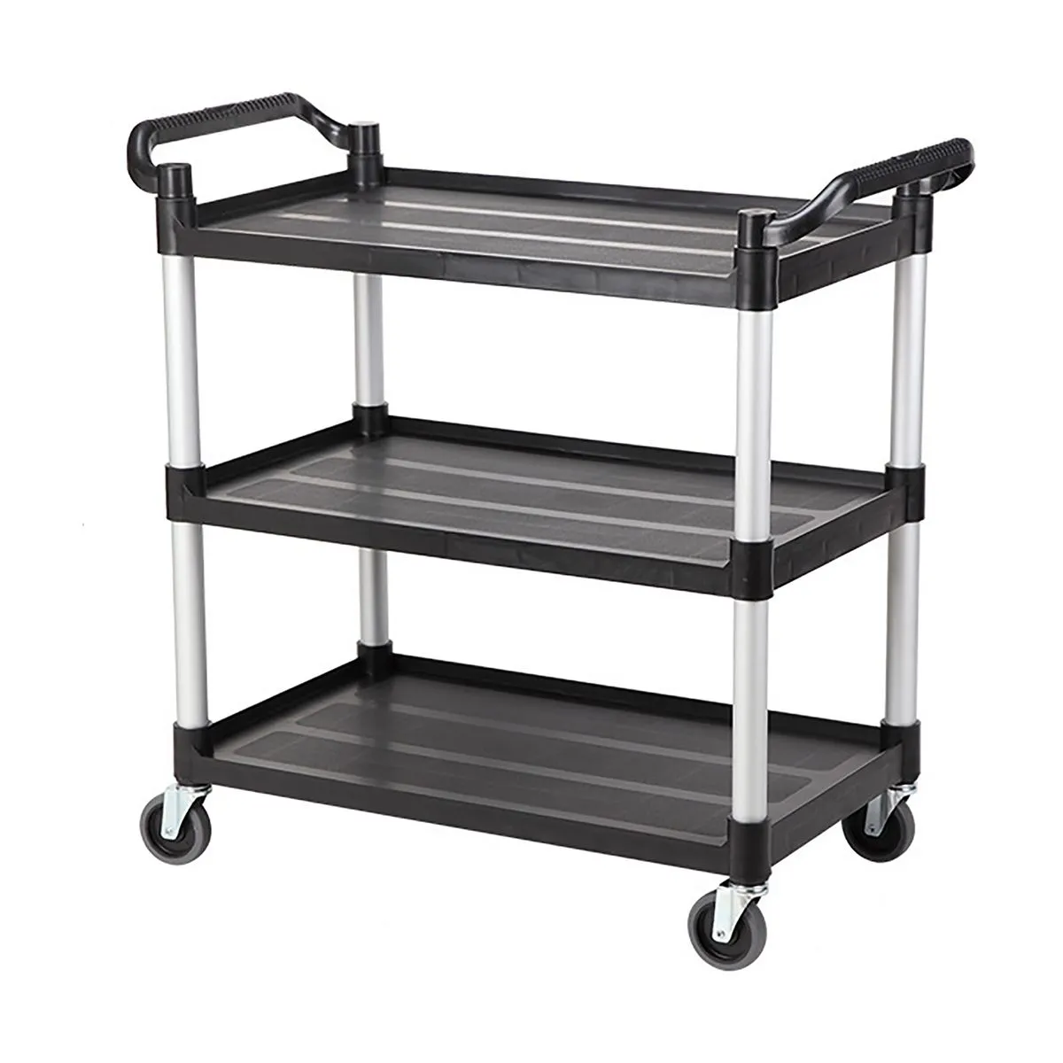 3-Tier Plastic Serving Trolley with Wheels - Heavy Duty Utility Cart