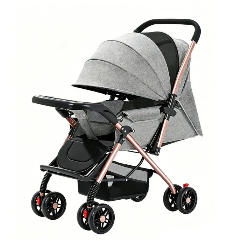 Baby Stroller - Folding Infant Newborn Pram Stroller - Grey