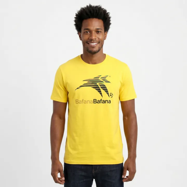Bafana Bafana Men's Graphic Soccer Supporters T-Shirt - Yellow