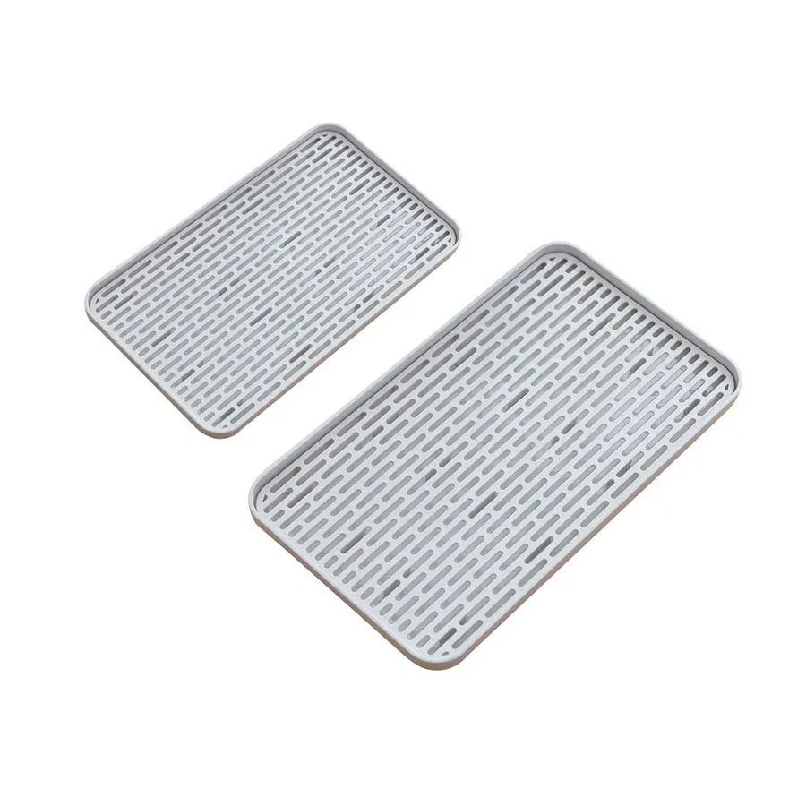 Household non-slip rectangular plastic double-layer drain tray-2pcs