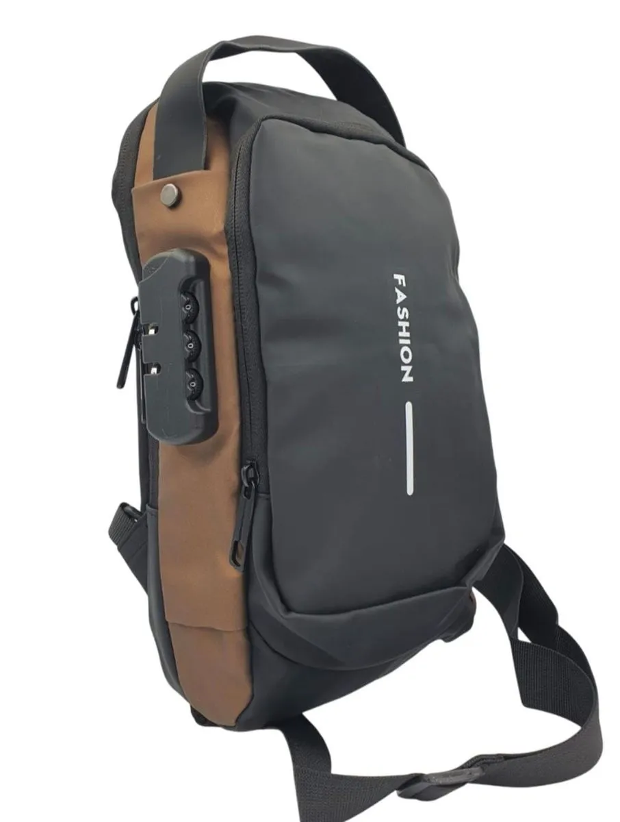 Anti-Theft Sling Bag Black With Brown