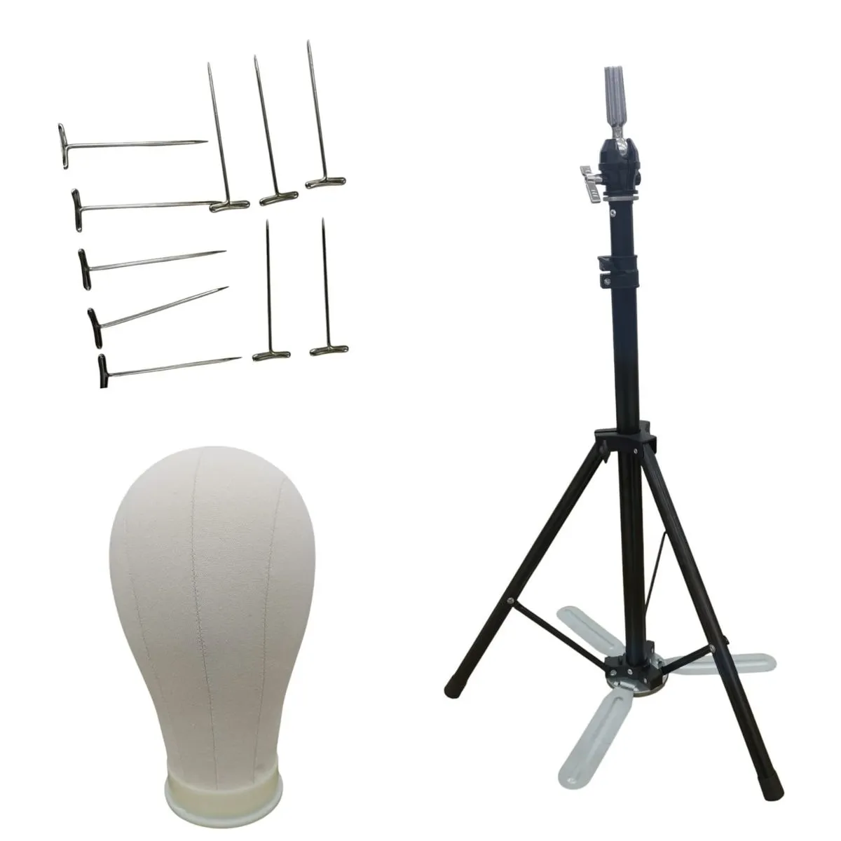 Mannequin Tripod Stand With Canva-Head And 10 Pins Set