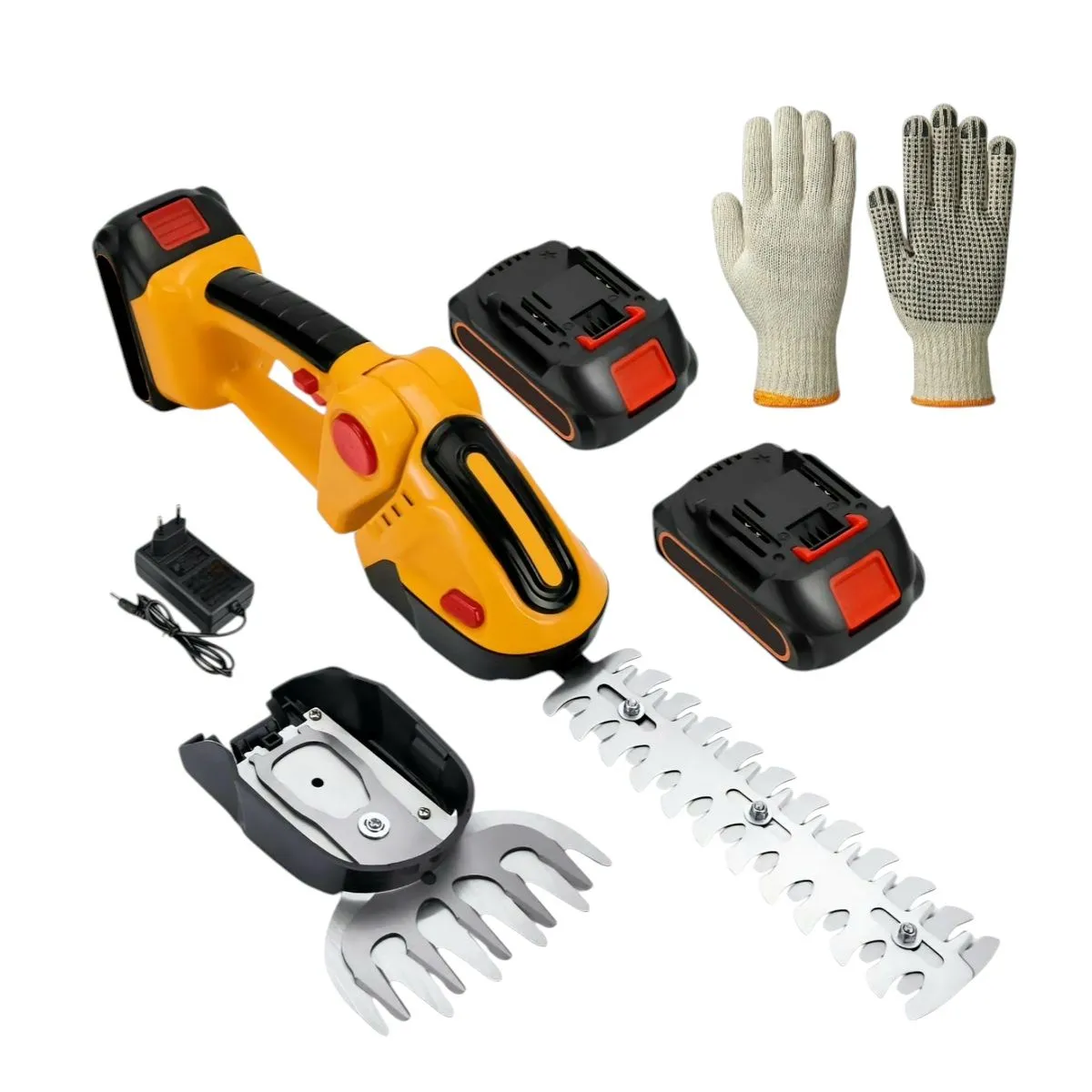 24V Cordless Hedge Trimmer Grass Shear - 2 Lithium Battery,Blades & Gloves