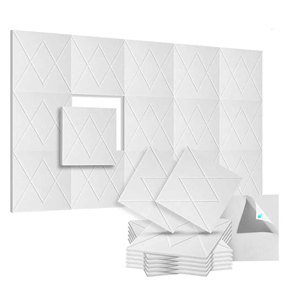 12 Pack White Acoustic Foam Panels, Self Adhesive Soundproof Wall Panels