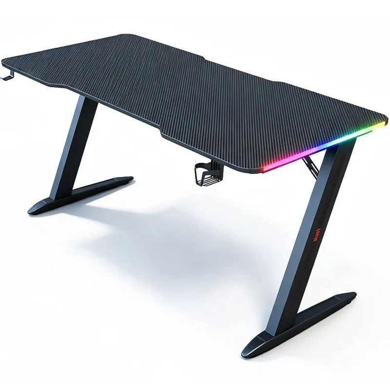 MUST 47" Gaming Desk RGB LED Gamer Desk Z Frame Ergonomic Computer Table - Black