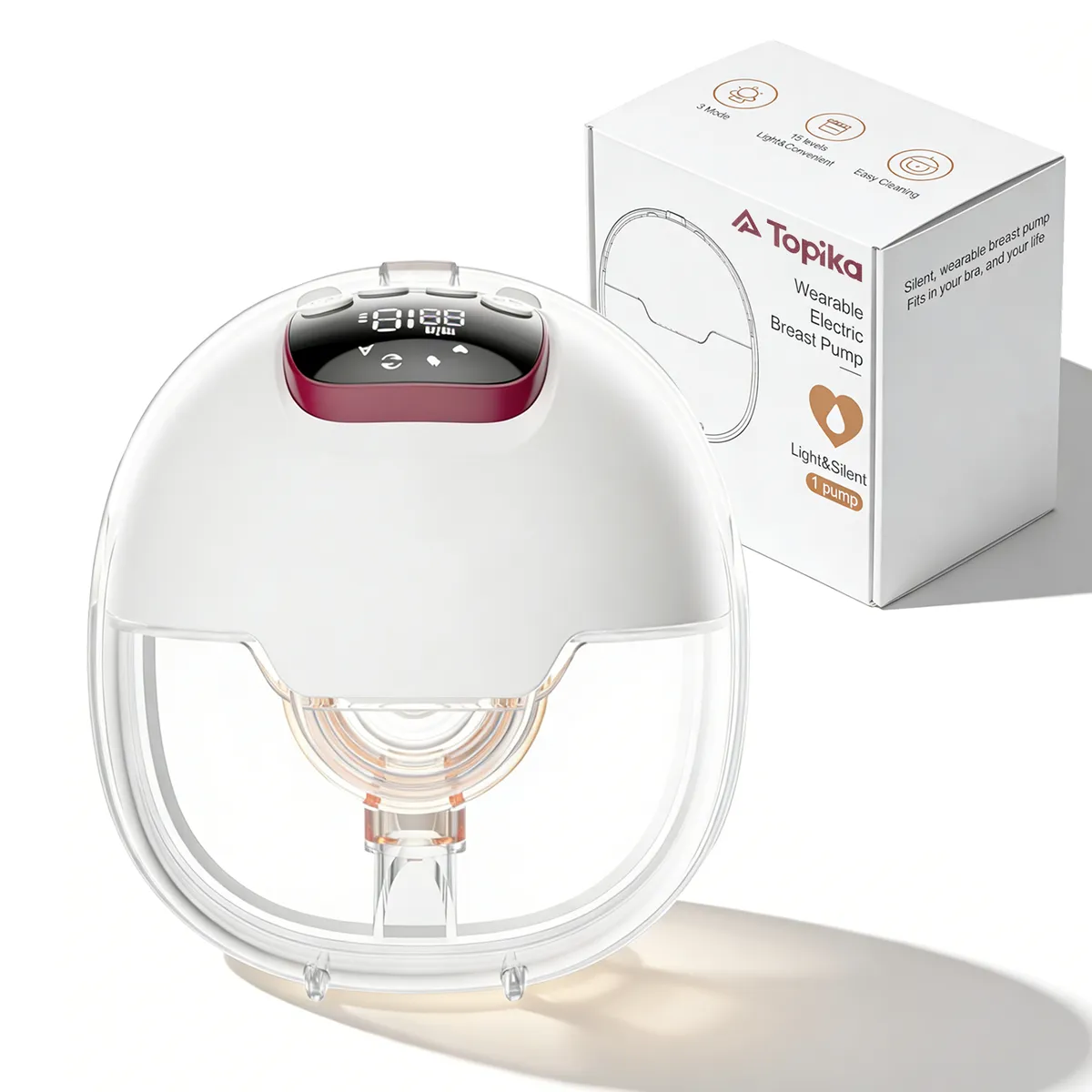 Topika Breast Pump Electric Wearable Hands-Free Milk Pump - White-1 piece