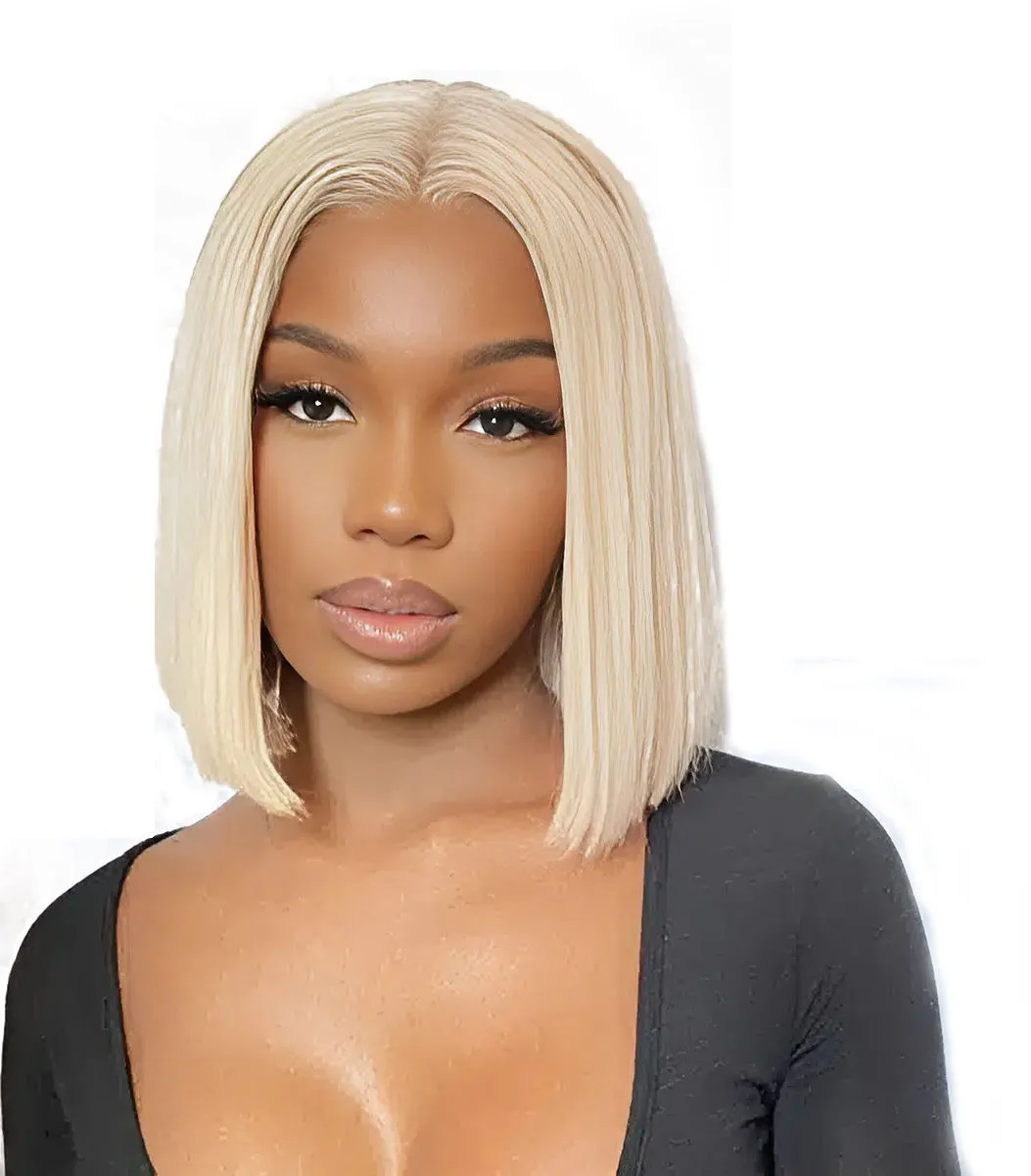 Virgin Human Hair - #613 Blonde Full Frontal Bob Wig - 10inch