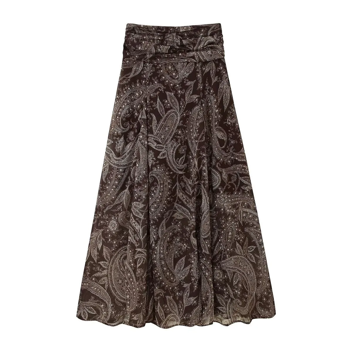 Women Brown Ankle Polyester Fibre Skirt