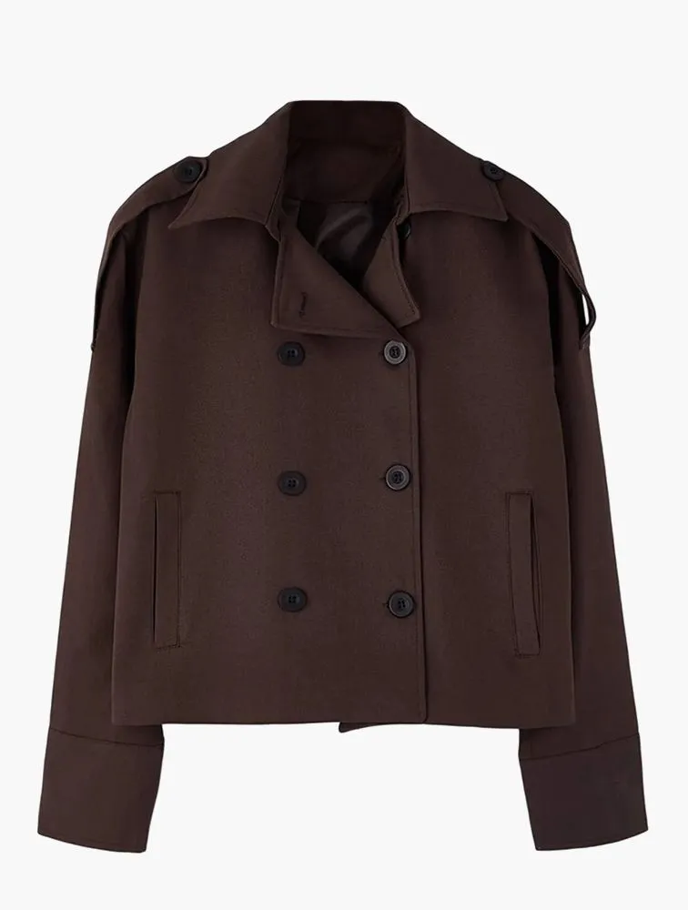 TRENDYOL Double Breasted Cropped Trench Coat