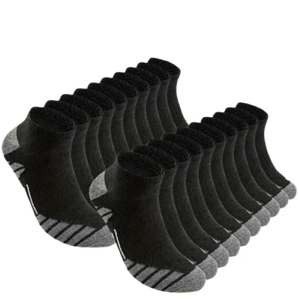 10 Pairs of Men's Short Socks, Four Seasons, Low Top Socks, Sweat Absorbing - Black