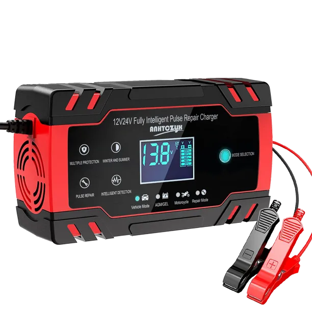 Mini Size Portable 12 V/24V Smart LCD Car Battery Repair Charger