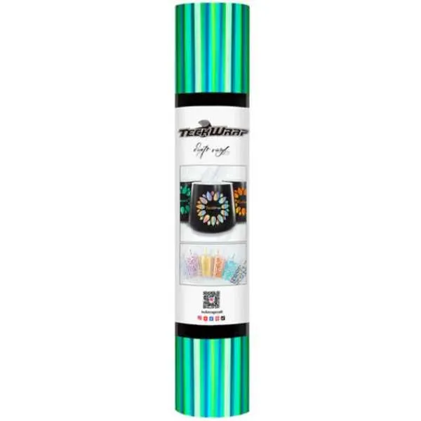 Teckwrap Holographic Glossy Rainbow Craft Vinyl - Vibrant & Reflective - Emerald Green