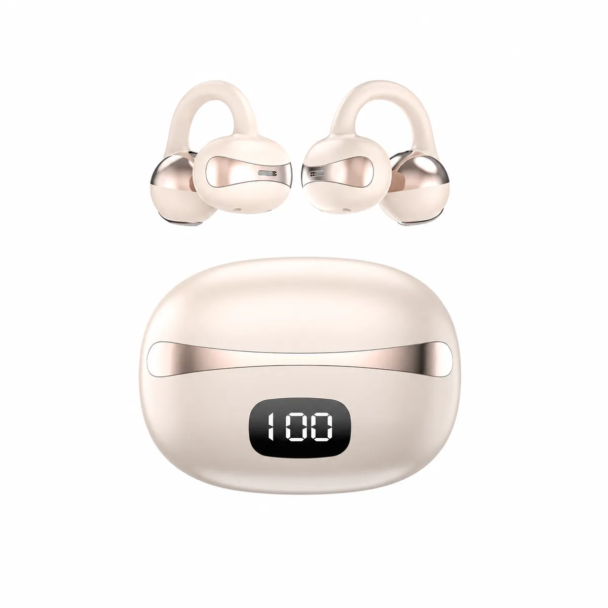 HiMex OE-01 Open-Ear Wireless Bluetooth Earphones - BEIGE WHITE