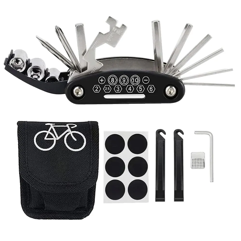 Multi-Function 22-In-1 Bicycle Repair Tools with 2 Tire Levers & Patch Kit