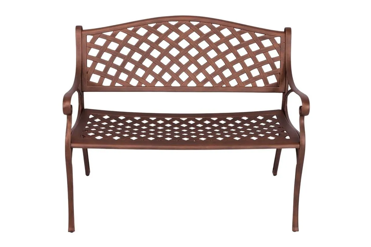 Cast Aluminum 2-Seater Garden Bench - Copper