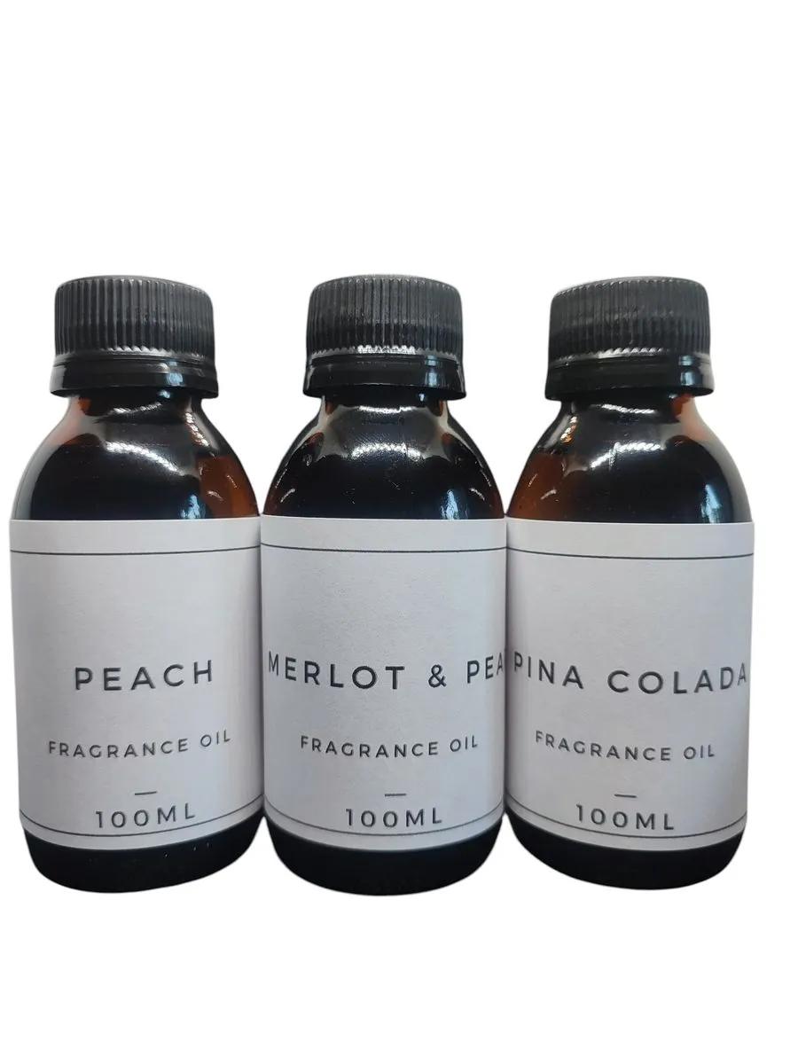 Fragrance Oil Set: Peach,Merlot & Pear,Pina Colada