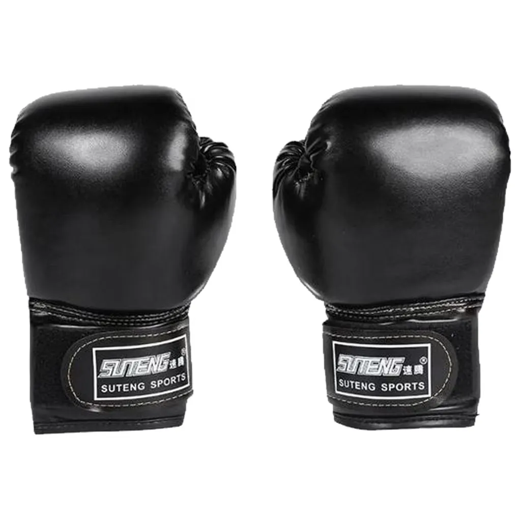 Kids Boxing Gloves Training Muay Thai Fight Pair - Black