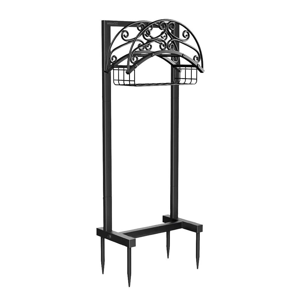 MIkaco Outdoor Freestanding Garden Hose Holder with Storage Basket
