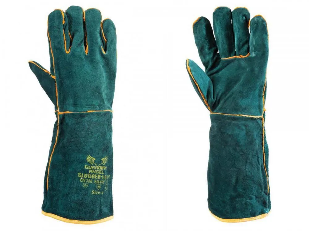 Zappy - Green High Heat Resistant Leather Braai Gloves or Welding Gloves