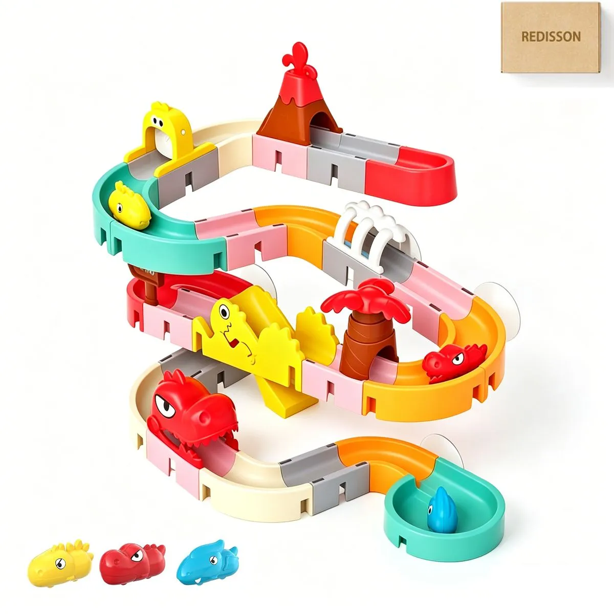 43Pcs Baby Slideway Bath Toys for Toddlers Dinosaur Water Slide Toy