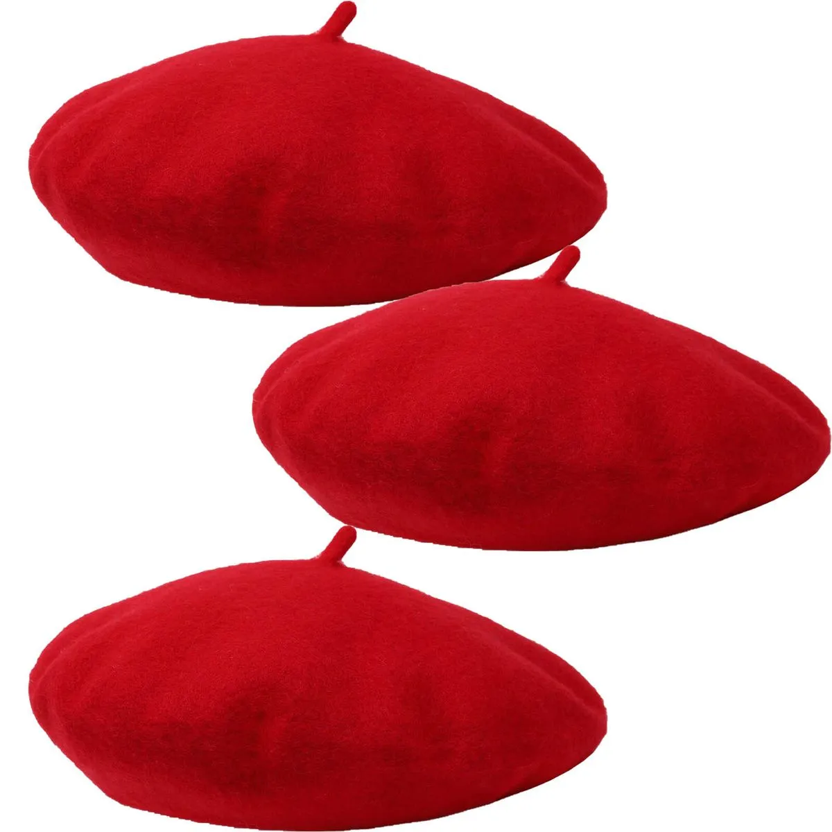 Women French Beret Hats ,Solid Color Classic Beanie Winter Cap - 3 Piece