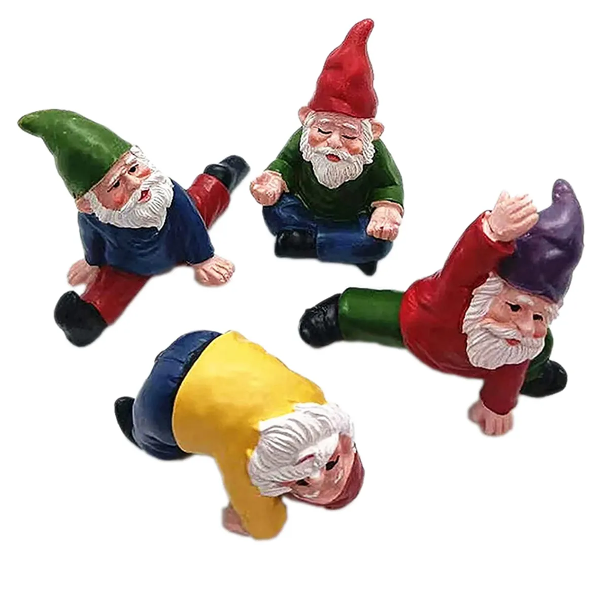 Funny Garden Gnomes, Fairy Garden Gnome Miniature Decorations 4Piece