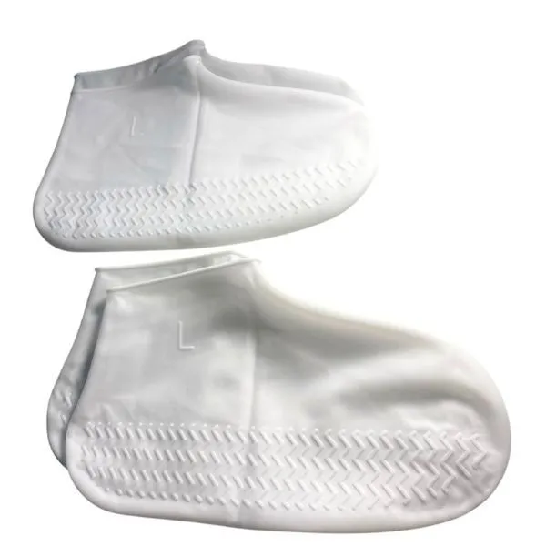2 Pack Waterproof Silicone Shoe Covers - Reusable Non-Slip Shoe Protectors - White