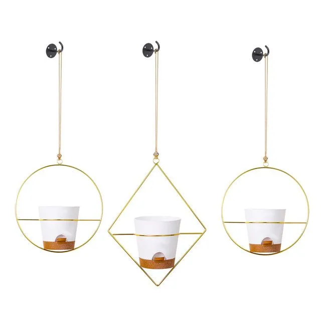3 Pack Hanging Planters Self Watering Flower Pots For Indoor Outdoor -White