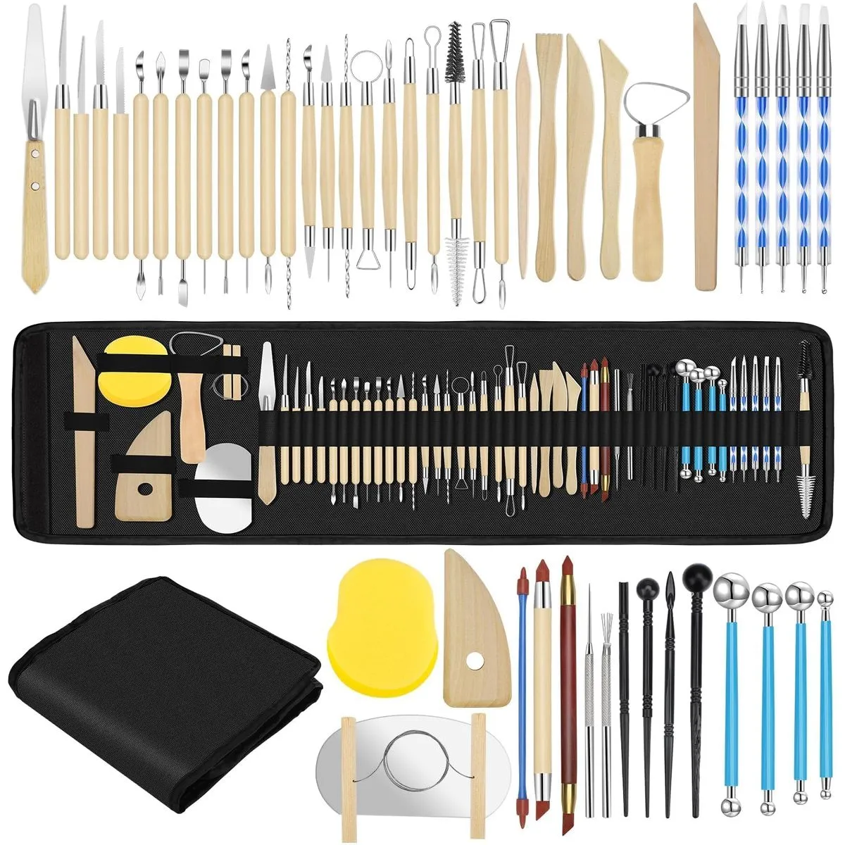 52-Piece Pottery Tool Set - Complete Clay Sculpting & Ceramic Craft Kit