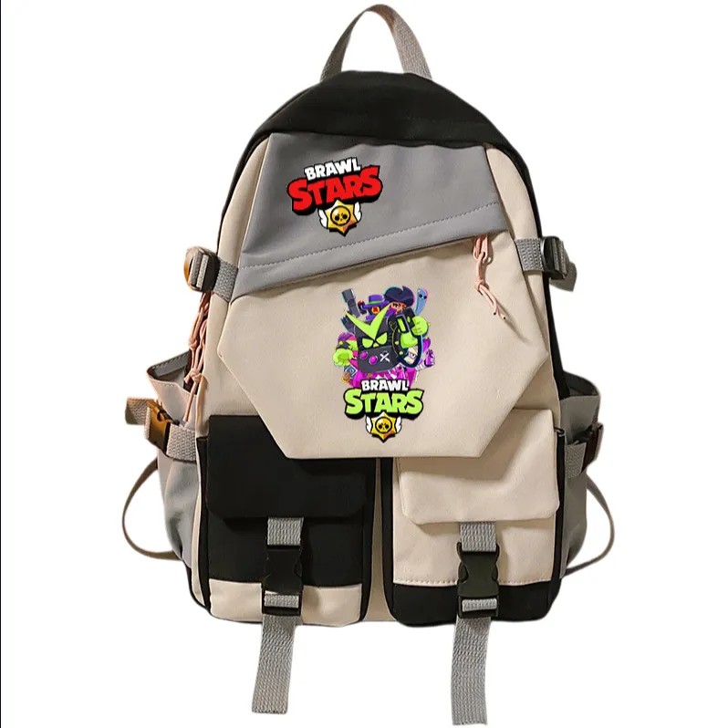 Game Merchandise Canvas Schoolbag Brawl Stars Patrern No.10 Color Blocking - Black