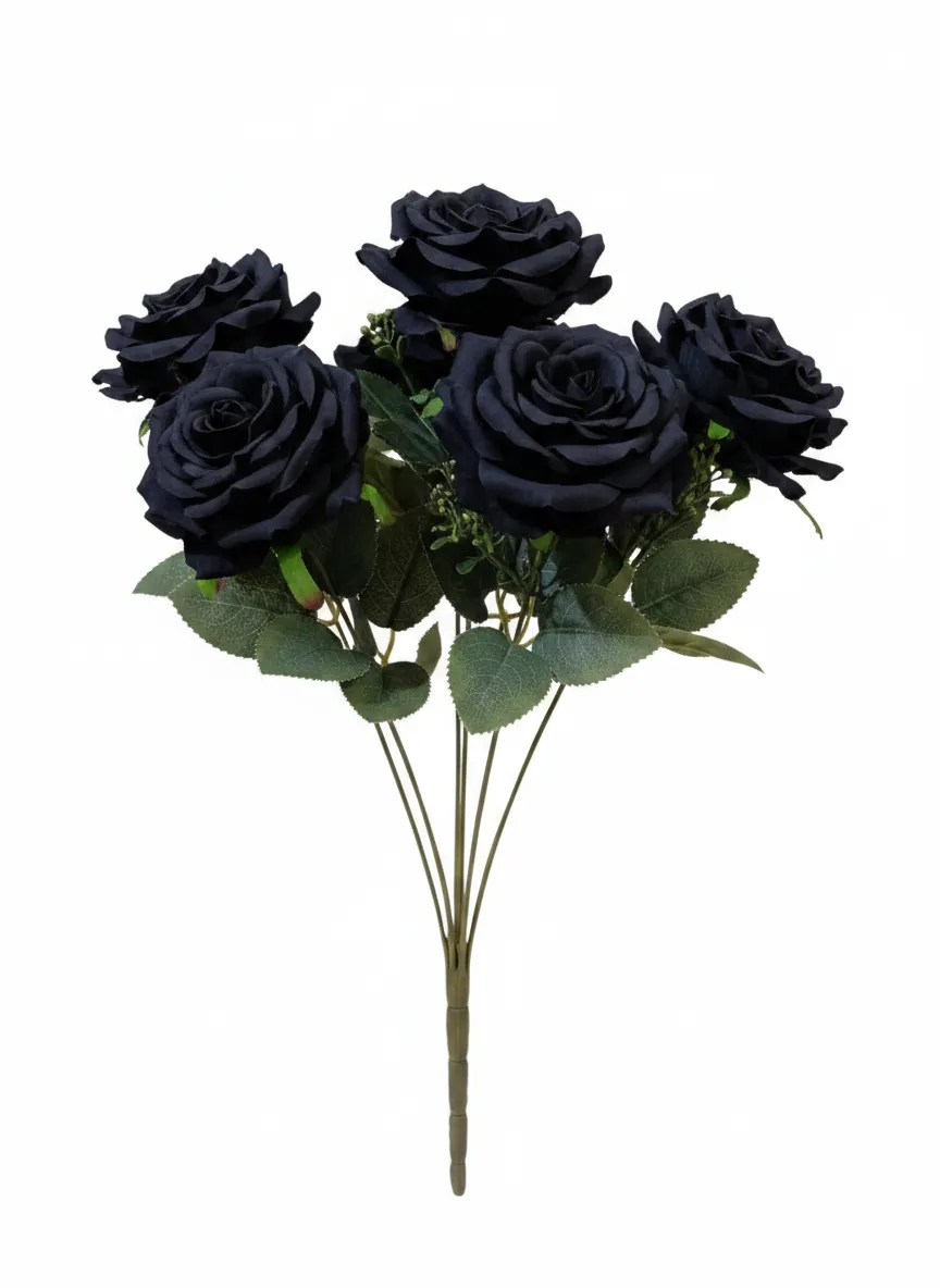 7 Piece Artificial Rose Bouquets with Stem Fake Silk Rose for Decoration