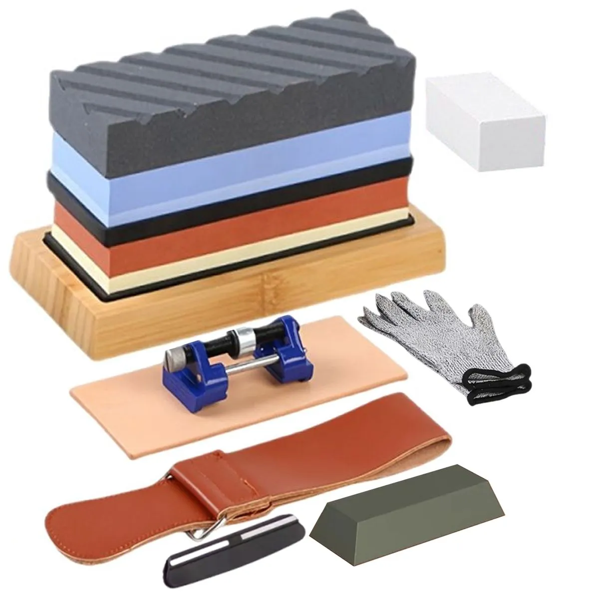 11-piece Knife Sharpener Whetstone Complete Kit Sharpening Stone Four Grit