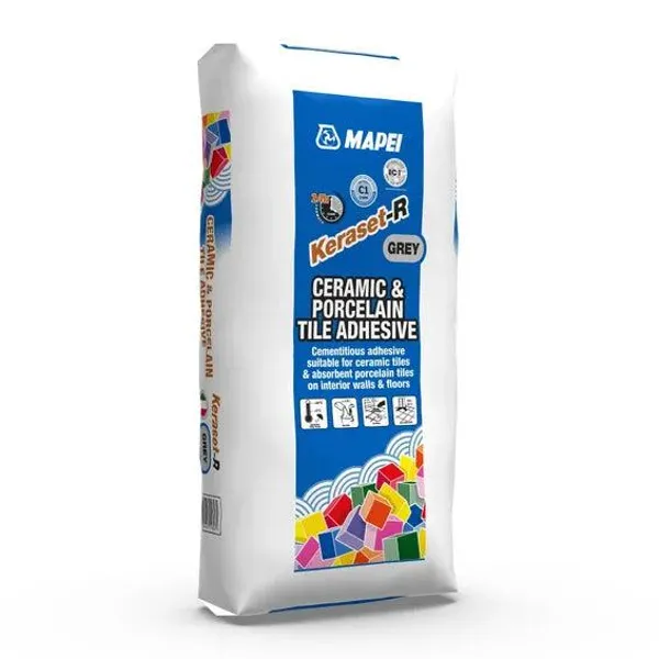 Mapei Keraset-R Ceramic & Porcelain Tile Adhesive Grey 20kg Interior Use